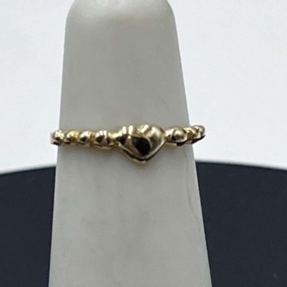 Designer Signed Estate Baby's 14kt Yellow Gold Heart Baby or Midi Ring Sz 3